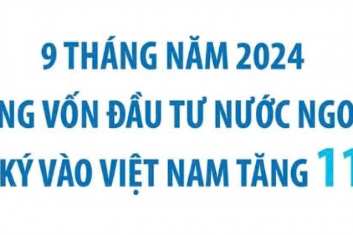 Vốn đầu tư nước ngoài đăng ký vào Việt Nam trong 9 tháng năm 2024 tăng 11,6%